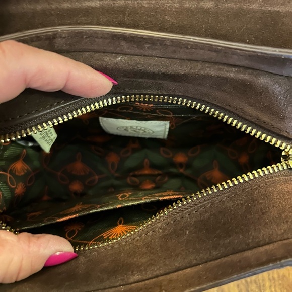 Spartina 449 Coffee Suede Saddle Crossbody Bag - Picture 12 of 15